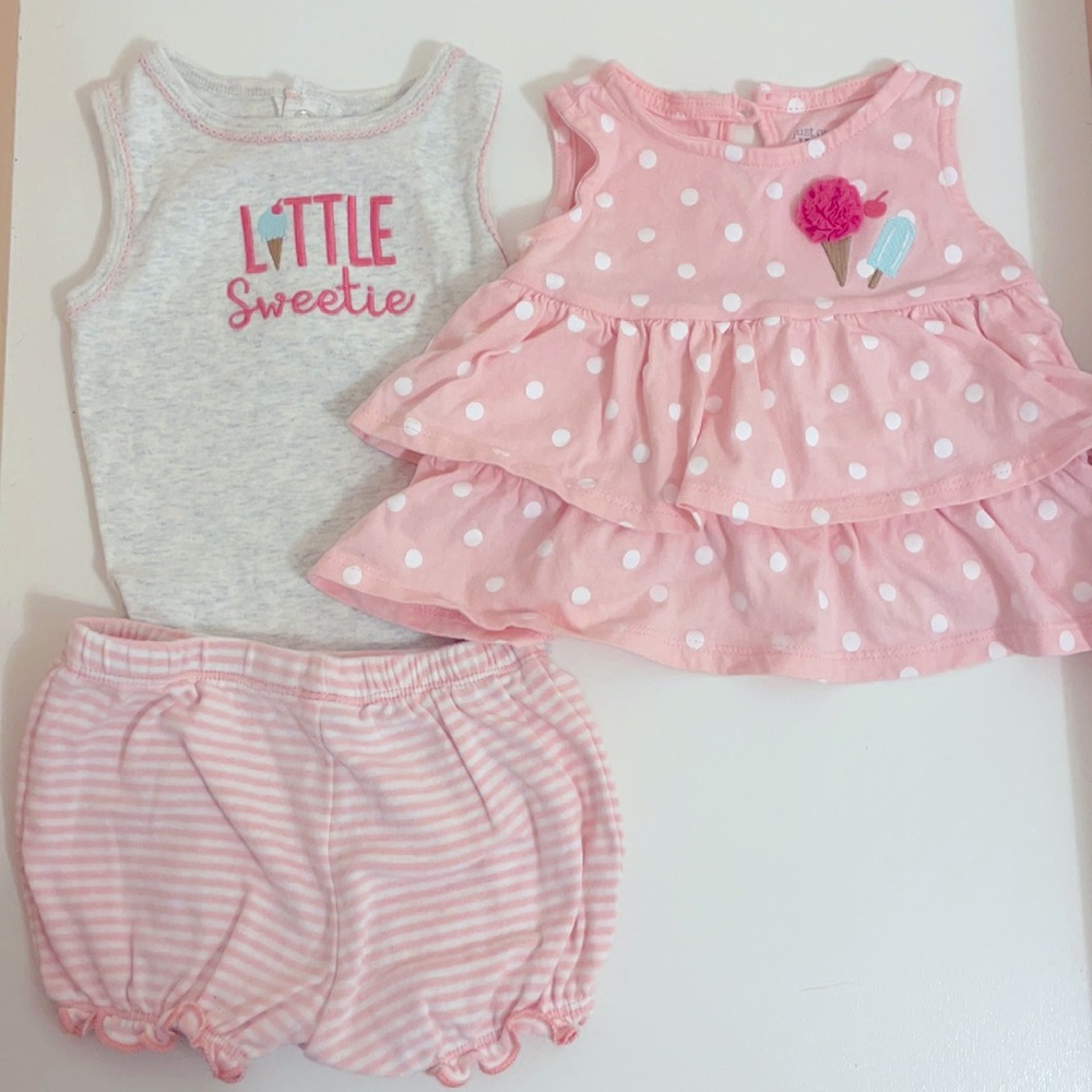 Three piece baby girl matching set